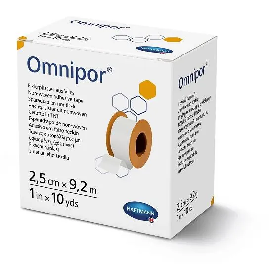 Пластир медичний Omnipor фіксуючий на нетканій основі, 2,5 см х 9,2 м