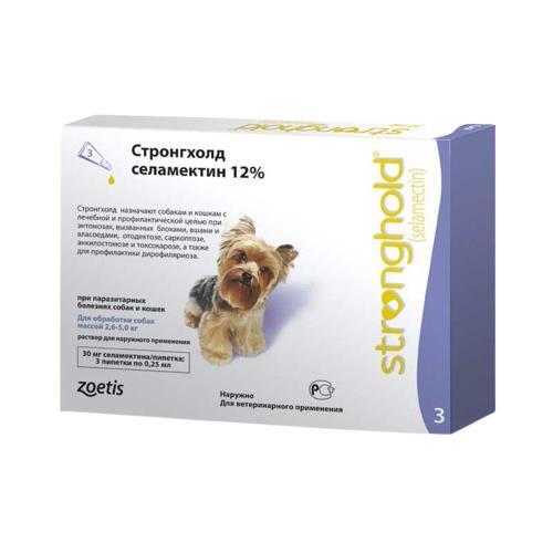Стронгхолд 12% капли от паразитов для собак 2,6-5 кг, 1 пипетка по 0,25 мл