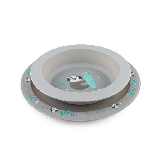 Набор посуды Canpol babies Exotic Animals пластиковый столовый, серый, 56/523_grey