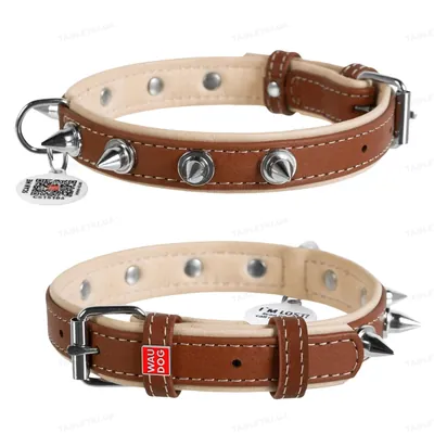 Нашийник Collar Soft 7213 з шипами коричневий, 35 мм * 50-62 см