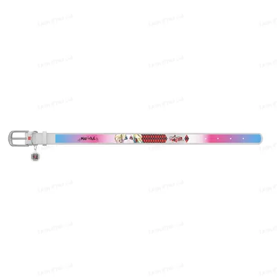 Нашийник Collar WauDog Design 0015-1002-15 шкіряний з QR паспортом, малюнок "Харлі Квін", 15 мм * 26-35 см