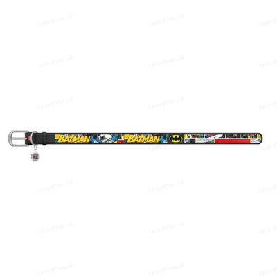 Нашийник Collar WAUDOG Design Бетмен2, шкіряний, металева пряжка, ширина 12 мм, довжина 19-25 см, чорний