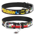 Ошейник Collar WAUDOG Design Бэтмен2, кожаный, металлическая пряжка, ширина 12 мм, длина 19-25 см, черный