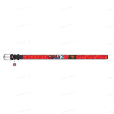 Нашийник Collar WAUDOG Design Супермен1, шкіряний, металева пряжка, ширина 12 мм, довжина 19-25 см, чорний