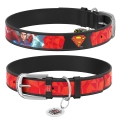 Ошейник Collar WAUDOG Design Супермен1, кожаный, металлическая пряжка, ширина 12 мм, длина 19-25 см, черный