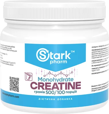 Креатин Stark Pharm Creatine Monohydrate без смакових добавок, банка 500 г