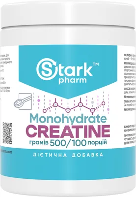 Креатин Stark Pharm Creatine Monohydrate без смакових добавок, банка 500 г