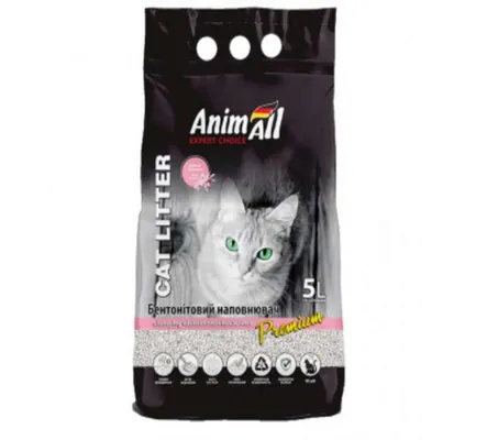 Наповнювач для туалету AnimAll Premium білий бентонітовий з ароматом дитячої присипки, 5 л