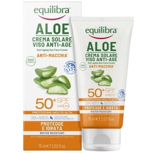 Крем солнцезащитный для лица Equilibra Алоэ SPF50+ водостойкий, 75 мл