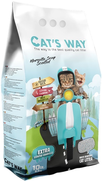 Наполнитель для кошачьего туалета Cat's Way бентонитовый, бирюзовые гранулы, марсельское мыло, 10 л