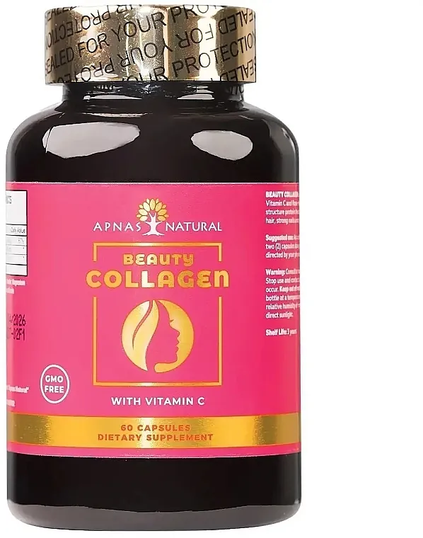 Бьюті колаген Apnas Natural Beauty Collagen з вітаміном С 600 мг капсули №60