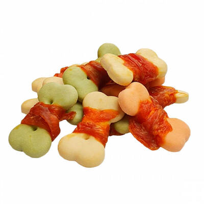 Ласощі для собак Wanpy Chicken Jerky & Biscuit Twists Печиво з в'яленим курячим філе, 100 г