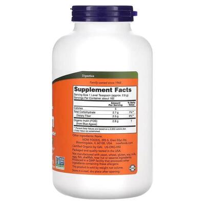 Інулін органічний Now Foods Certified organic Inulin, 454 г