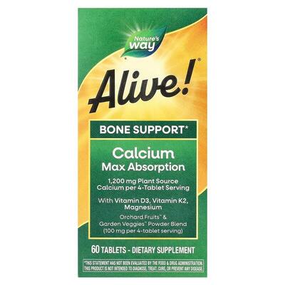 Кальций Nature's Way Alive! Calcium Bone Support, 60 таблеток