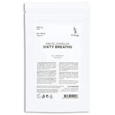 Олія CBD H Drop Sixty Breaths 10 мг CBD (600 мг) капсули №60