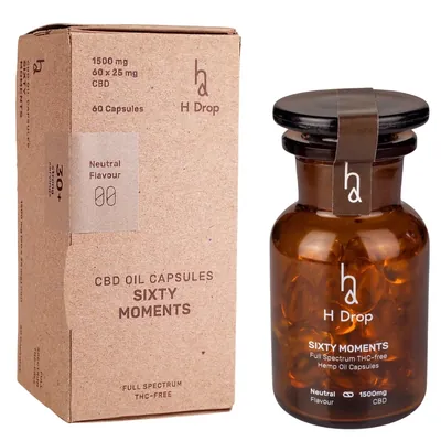 Олія CBD H Drop Sixty Moments 25 мг CBD (1500 мг) капсули №60