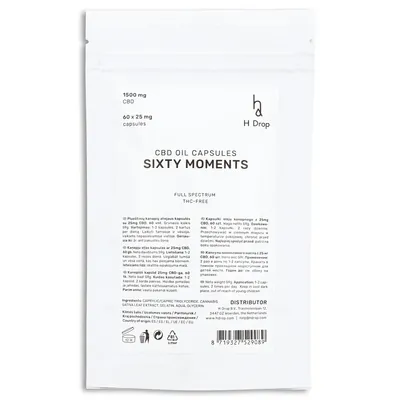 Олія CBD H Drop Sixty Moments 25 мг CBD (1500 мг) капсули №60