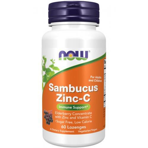 Витамины NOW Sambucus Zinc-C для иммунитета леденцы №60