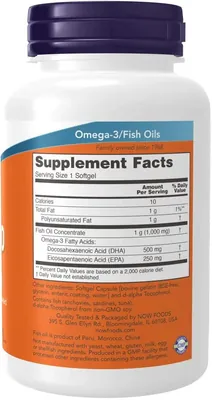 Докозагексаєнова кислота NOW DHA-500 Fish Oil м'які капсули №90