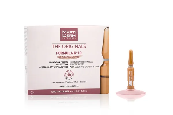 Ампули для обличчя MartiDerm The Originals Formula №10 HD Color Touch SPF30 антивікові, 10 ампул по 2 мл