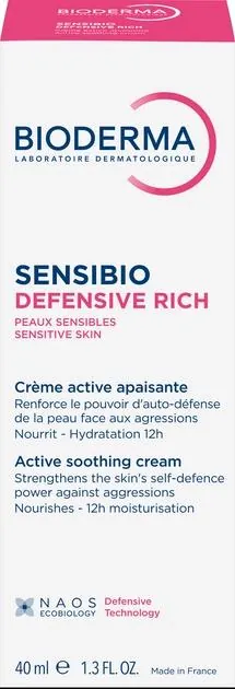 Крем для обличчя Bioderma Sensibio Defensive Rich насичений захисний активний заспокійливий, 40 мл