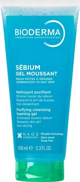 Гель Bioderma Sebium очищуючий для обличчя, для жирної та комбінованої шкіри, 100 мл