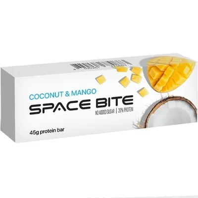 Батончик протеїновий Space Bite Protein Bar 20% протеїну кокос та манго, 45 г