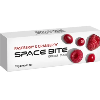 Батончик протеїновий Space Bite Protein Bar 25% протеїну малина та журавлина, 45 г
