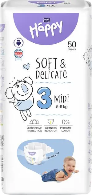 Підгузки Bella Baby Happy Soft & Delicate Midi, розмір 3, 5-9 кг, 50 шт