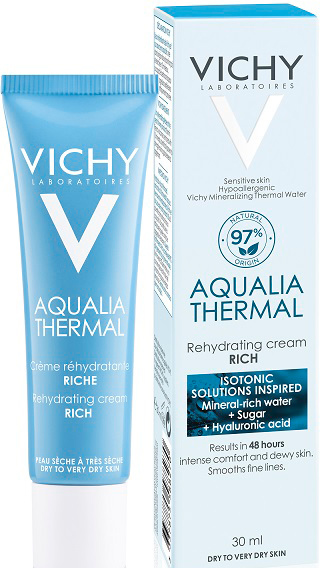 Крем для лица Vichy Aqualia Thermal насыщенный для глубокого увлажнения сyxoй и очень сухой кожи, 30 мл