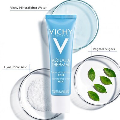Крем для лица Vichy Aqualia Thermal насыщенный для глубокого увлажнения сyxoй и очень сухой кожи, 30 мл
