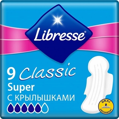 Прокладки гигиенические Libresse Classic Ultra Clip Super Dry, 9 шт