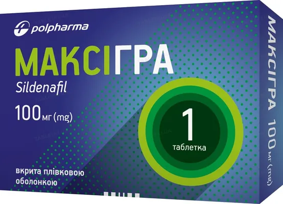 Максігра таблетки, в/плів. обол. по 100 мг №1