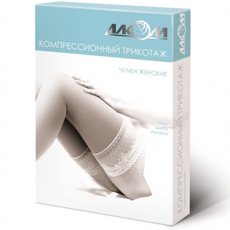 Чулки компрессионные Алком 6082 класс 2, с открытым мыском, цвет черный, размер 4