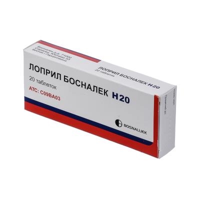 Лоприл Босналек Н 20 таблетки №20 (10х2)