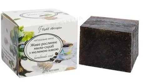 Мило-скраб натуральне Фіторія живе рослинне з меленою кавою, 110 г