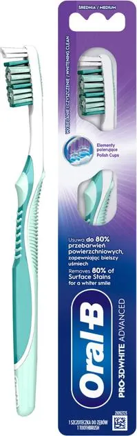 Зубна щітка Oral-B Pro-3D White Advanced Відбілювання, середня, 1 шт