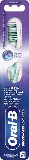 Зубна щітка Oral-B Pro-3D White Advanced Відбілювання, середня, 1 шт