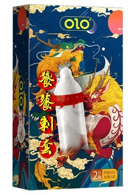 Презерватив OLO Kirin Dragon ультратонкі з вусиками та кулькою + Лубрикант на водній основі
