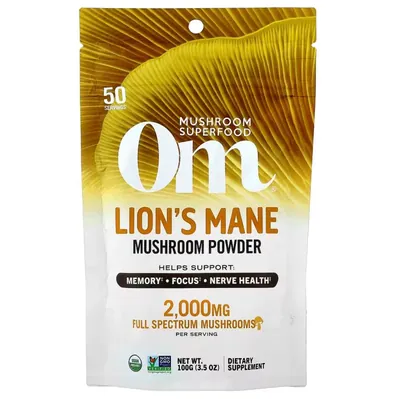 Їжовик гребінчастий Om Mushrooms Lion's Mane, 100 г