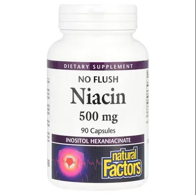 Ніацин Natural Factors Niacin No Flush 500 мг, 90 капсул