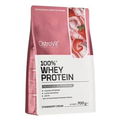 Протеїн сироватковий концентрат OstroVit 100% Whey Protein полуничний крем, 700 г