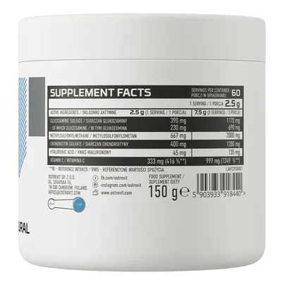 Глюкозамін, МСМ та хондроїтин OstroVit Glucosamine MSM Chondroitin без смаку, 150 г