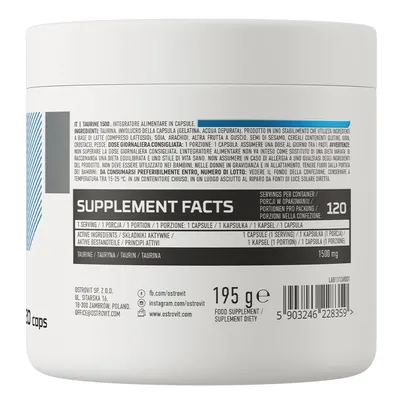 Таурин OstroVit Taurine 1500, 120 капсул