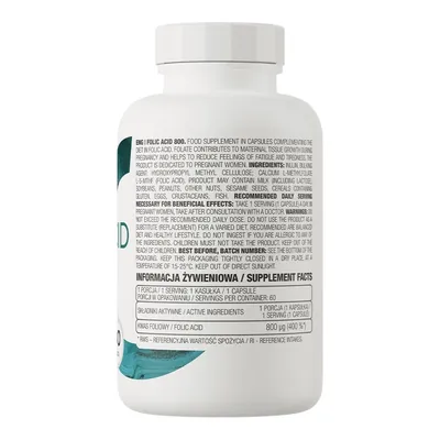 Фолієва кислота OstroVit Folic Acid 800 мг, 60 капсул