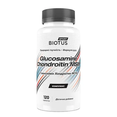 Глюкозамін, хондроїтин та МСМ Biotus Glucosamine Chondroitin MSM, 120 таблеток