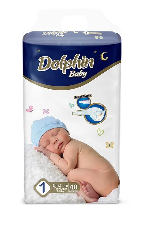 Підгузки Dolphin Newborn дитячі, розмір 1, 2-5 кг, 40 шт