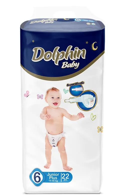 Підгузки Dolphin Junior Plus дитячі, розмір 6, 15-30 кг, 22 шт