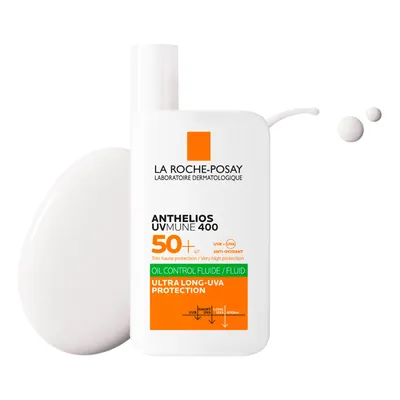 Флюїд сонцезахисний La Roche-Posay Anthelios UVmune 400 Oil Control SPF 50+ з матуючим ефектом для жирної чутливої шкіри обличчя, 50 мл