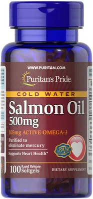 Риб'ячий жир з лосося Puritan's Pride Salmon Oil 500 мг, 100 м'яких капсул